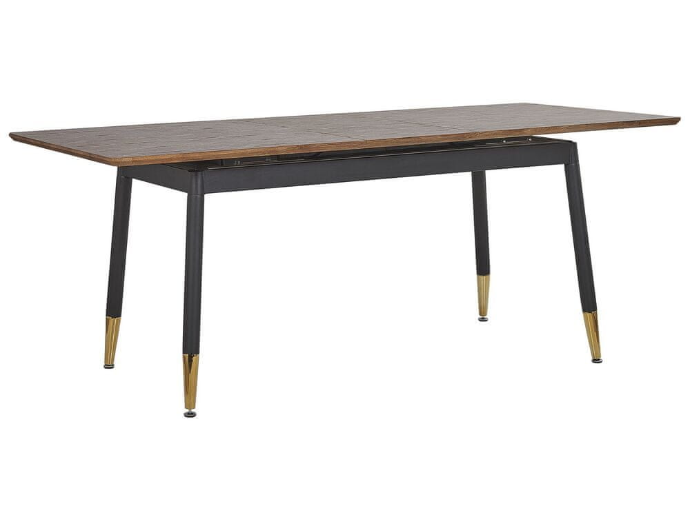 Beliani Rozkladací jedálenský stôl 160/200 x 90 cm tmavé drevo/čierna CALIFORNIA